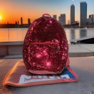 Flip Glitter Pink Silver School Bag Magic Reversible Sequin Backpack for Girls